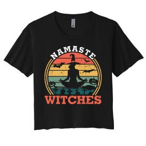 Namaste Witches Meditation Halloween Design Women's Crop Top Tee