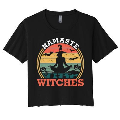 Namaste Witches Meditation Halloween Design Women's Crop Top Tee