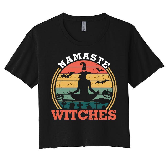 Namaste Witches Meditation Halloween Design Women's Crop Top Tee