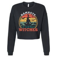 Namaste Witches Meditation Halloween Design Cropped Pullover Crew