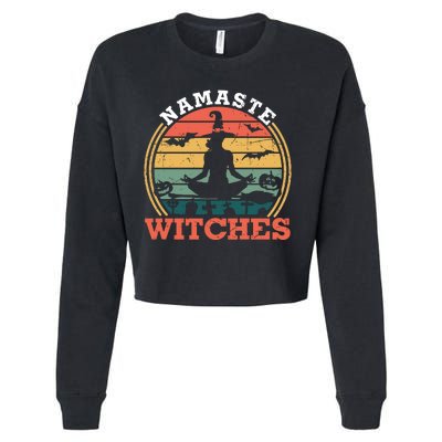 Namaste Witches Meditation Halloween Design Cropped Pullover Crew