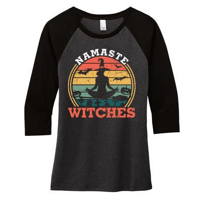 Namaste Witches Meditation Halloween Design Women's Tri-Blend 3/4-Sleeve Raglan Shirt