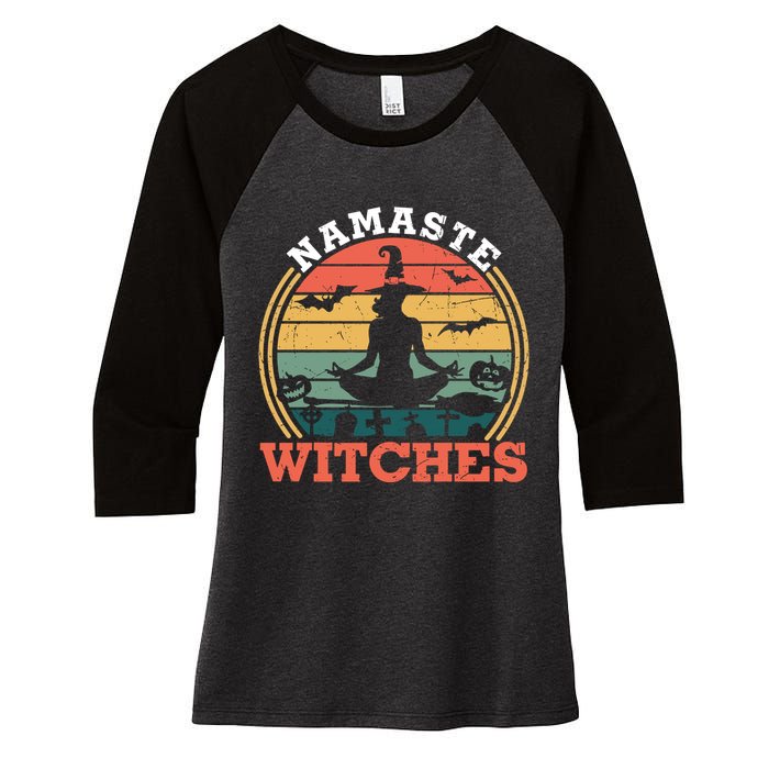 Namaste Witches Meditation Halloween Design Women's Tri-Blend 3/4-Sleeve Raglan Shirt