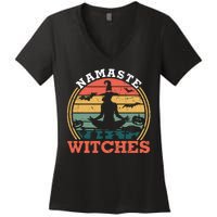 Namaste Witches Meditation Halloween Design Women's V-Neck T-Shirt