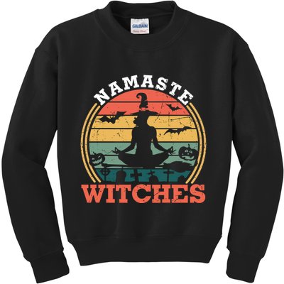 Namaste Witches Meditation Halloween Design Kids Sweatshirt