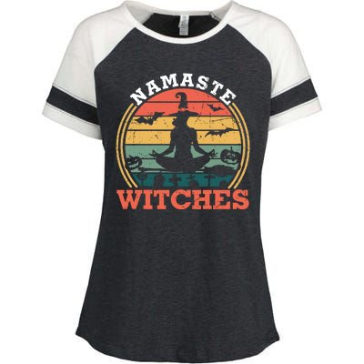 Namaste Witches Meditation Halloween Design Enza Ladies Jersey Colorblock Tee