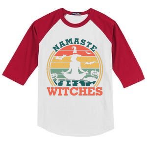 Namaste Witches Meditation Halloween Design Kids Colorblock Raglan Jersey