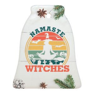 Namaste Witches Meditation Halloween Design Ceramic Bell Ornament