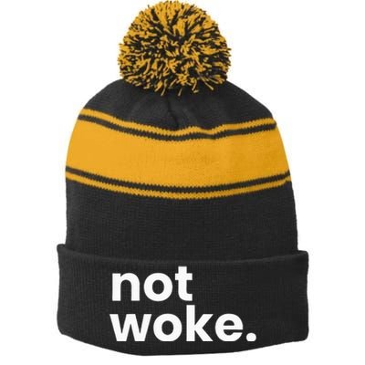 Not Woke Movement Anti Woke Definition and Meaning of Woke Stripe Pom Pom Beanie