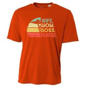 Nurse Wife Mom Boss Retro Nurse Nursing Rn Lpn Mothers Day Gift Cooling Performance Crew T-Shirt