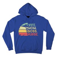 Nurse Wife Mom Boss Retro Nurse Nursing Rn Lpn Mothers Day Gift Hoodie