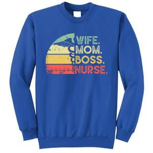 Nurse Wife Mom Boss Retro Nurse Nursing Rn Lpn Mothers Day Gift Sweatshirt