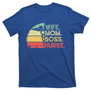 Nurse Wife Mom Boss Retro Nurse Nursing Rn Lpn Mothers Day Gift T-Shirt