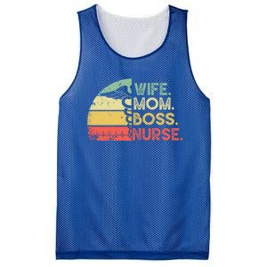 Nurse Wife Mom Boss Retro Nurse Nursing Rn Lpn Mothers Day Gift Mesh Reversible Basketball Jersey Tank