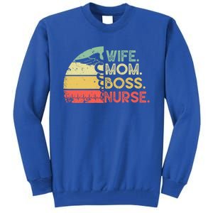 Nurse Wife Mom Boss Retro Nurse Nursing Rn Lpn Mothers Day Gift Tall Sweatshirt