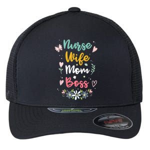 Nurse Wife Mom Boss Cool Gift Flexfit Unipanel Trucker Cap