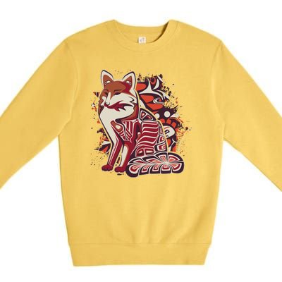 North West Native American Fox Pattern Premium Crewneck Sweatshirt