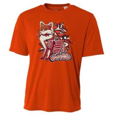 North West Native American Fox Pattern Cooling Performance Crew T-Shirt