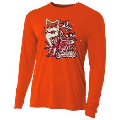 North West Native American Fox Pattern Cooling Performance Long Sleeve Crew