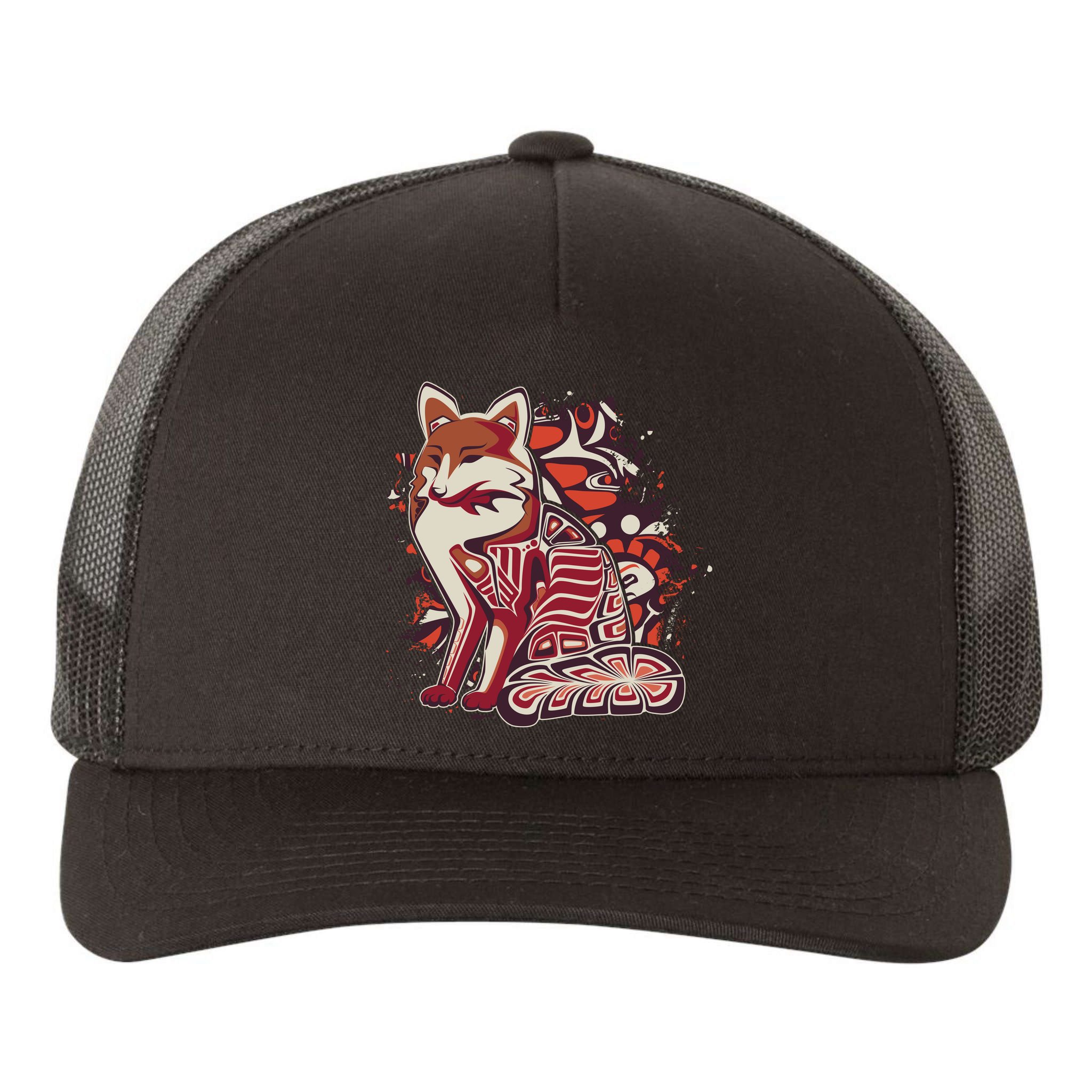 North West Native American Fox Pattern Yupoong Adult 5-Panel Trucker Hat