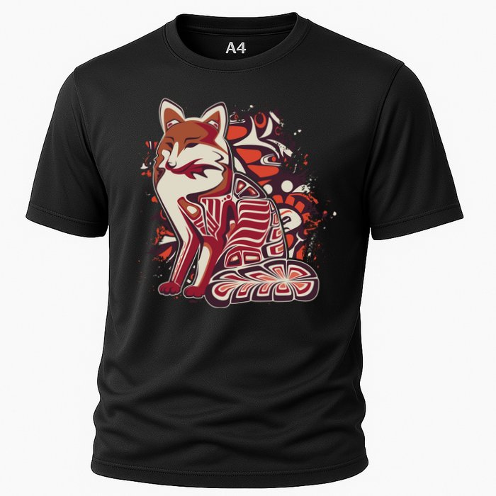 North West Native American Fox Pattern Cooling Performance Crew T-Shirt