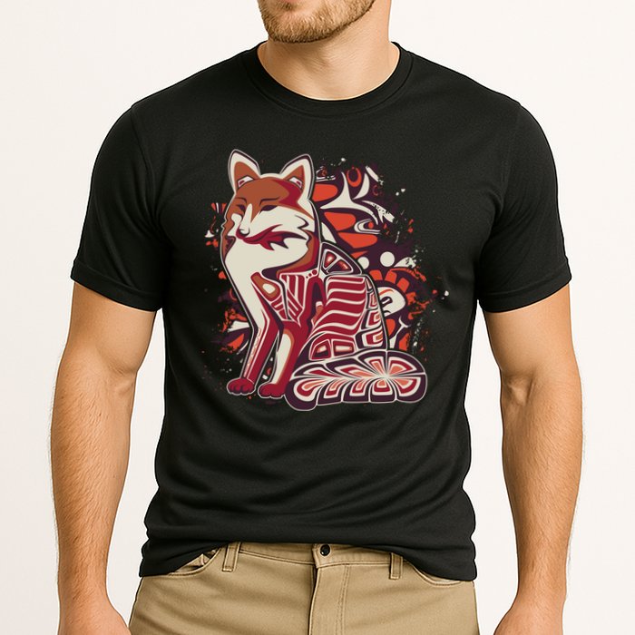 North West Native American Fox Pattern Cooling Performance Crew T-Shirt