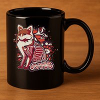 North West Native American Fox Pattern 11oz C Handle Ceramic Mug