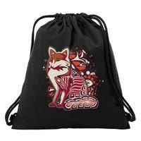 North West Native American Fox Pattern Drawstring Bag