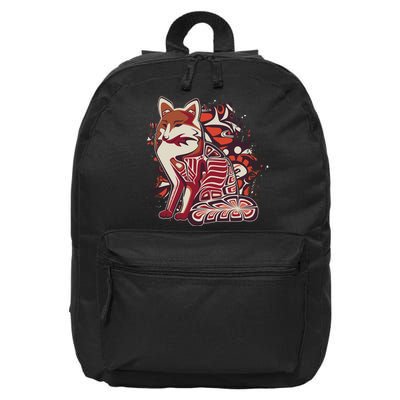 North West Native American Fox Pattern 16 in Basic Backpack