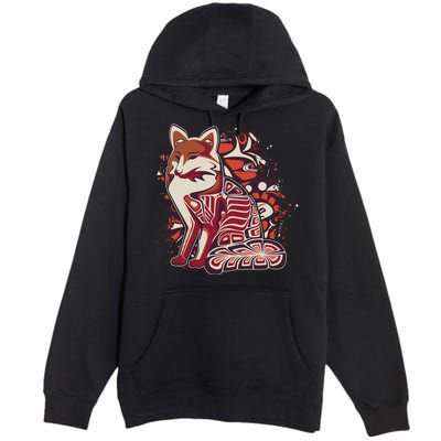 North West Native American Fox Pattern Premium Pullover Hoodie