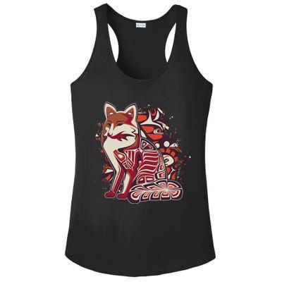 North West Native American Fox Pattern Ladies PosiCharge Competitor Racerback Tank