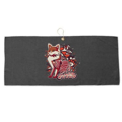 North West Native American Fox Pattern Large Microfiber Waffle Golf Towel