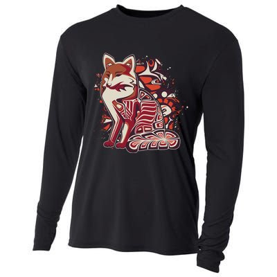 North West Native American Fox Pattern Cooling Performance Long Sleeve Crew
