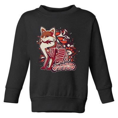 North West Native American Fox Pattern Toddler Sweatshirt