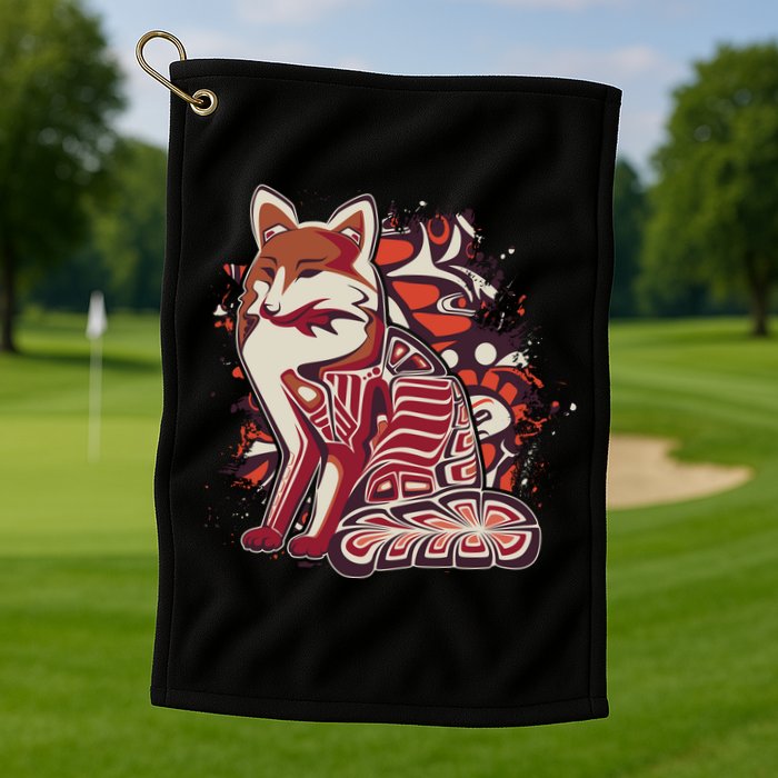 North West Native American Fox Pattern Golf Towel