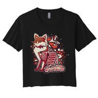 North West Native American Fox Pattern Women's Crop Top Tee