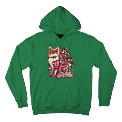 North West Native American Fox Pattern Hoodie