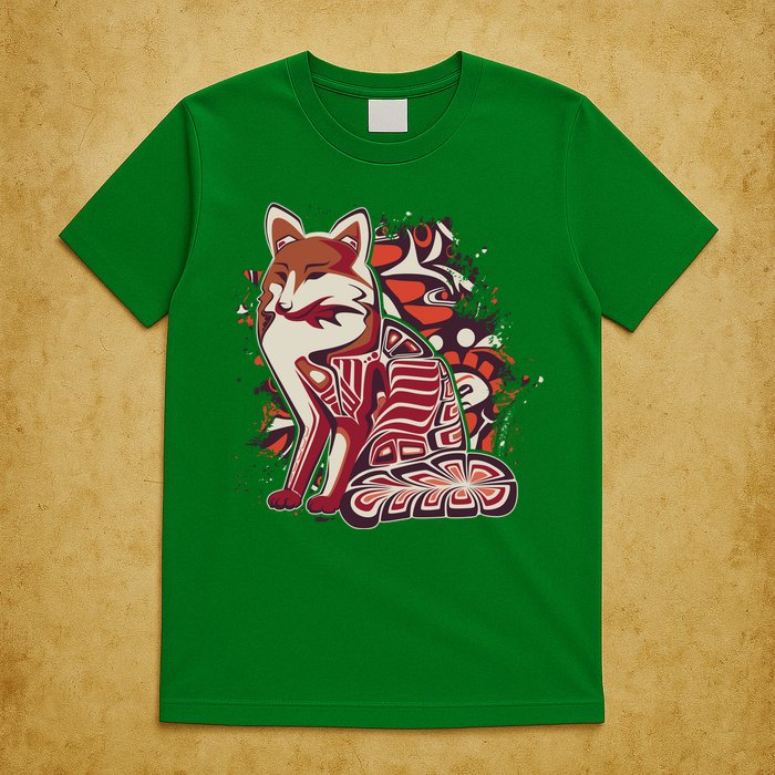 North West Native American Fox Pattern T-Shirt