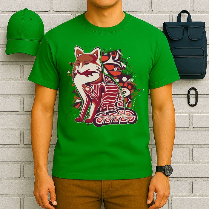 North West Native American Fox Pattern T-Shirt