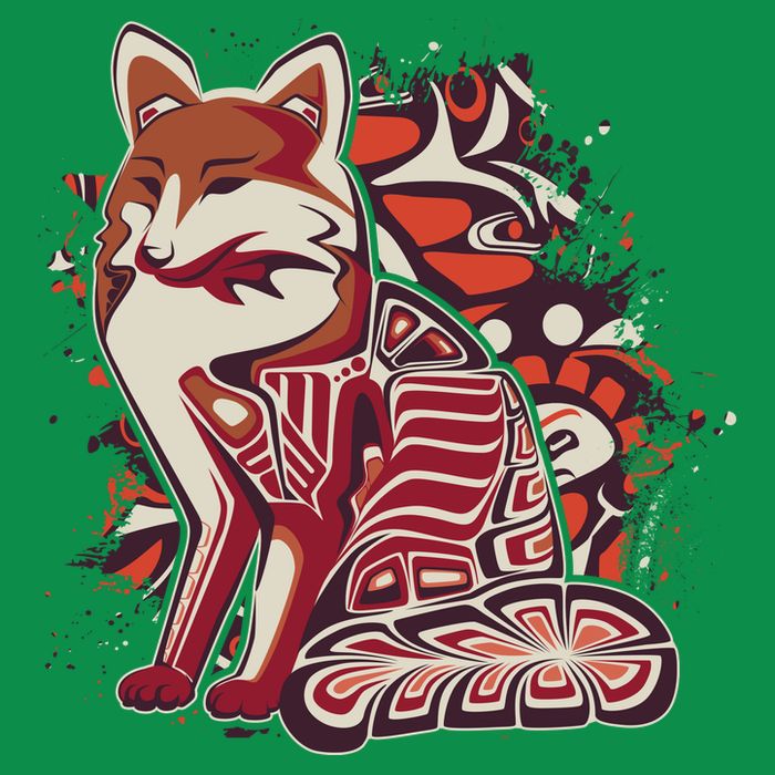 North West Native American Fox Pattern T-Shirt