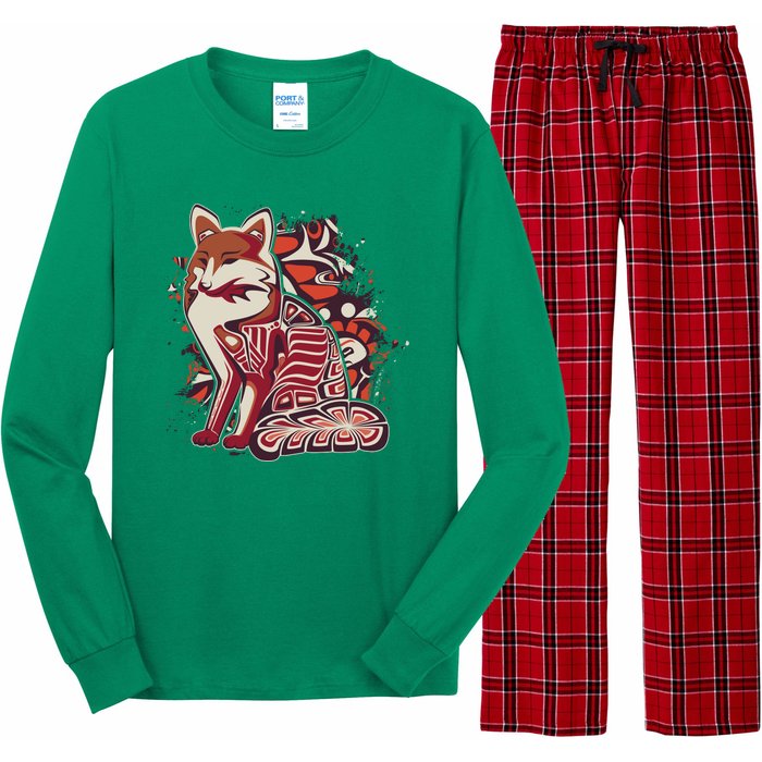 North West Native American Fox Pattern Long Sleeve Pajama Set