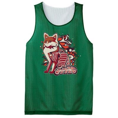 North West Native American Fox Pattern Mesh Reversible Basketball Jersey Tank