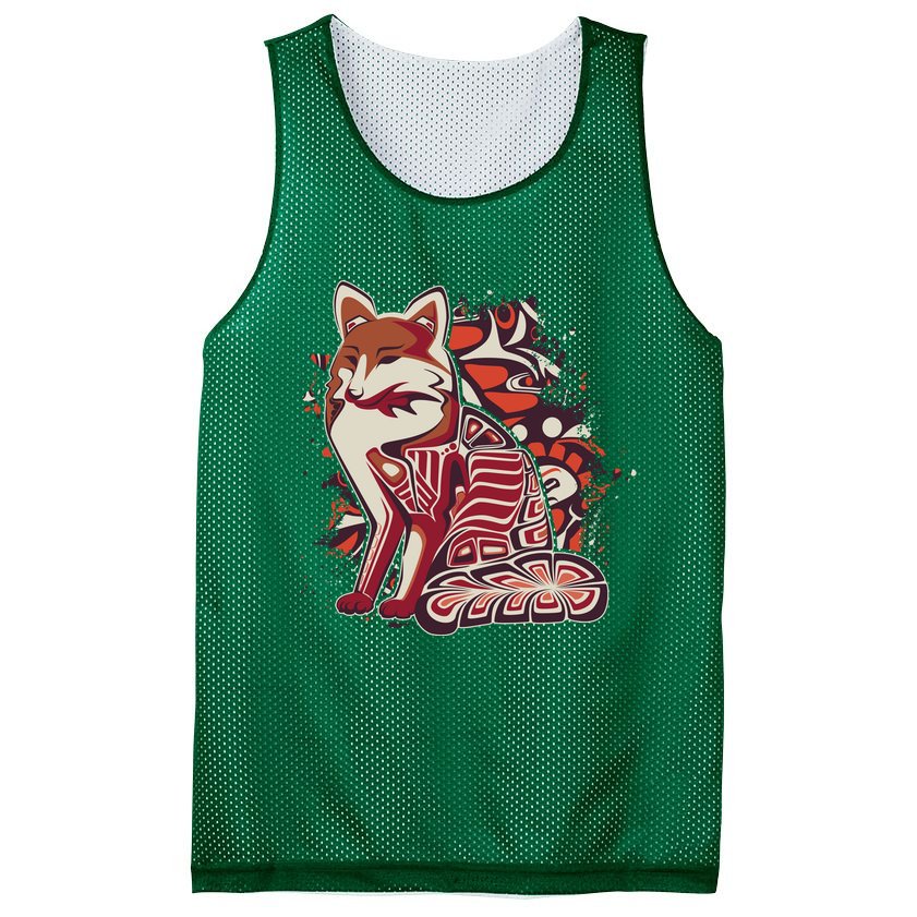 North West Native American Fox Pattern Mesh Reversible Basketball Jersey Tank
