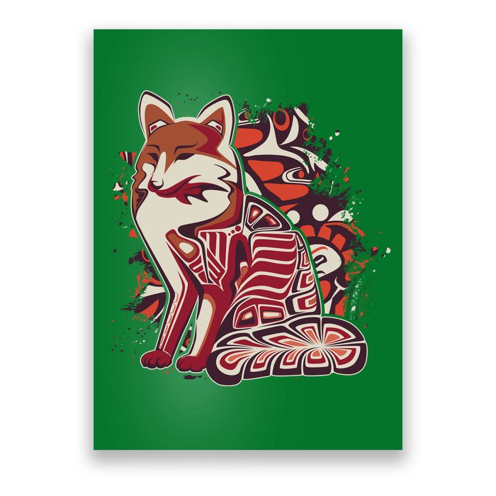 North West Native American Fox Pattern Poster