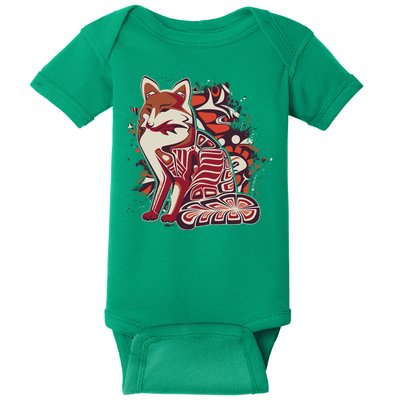 North West Native American Fox Pattern Baby Bodysuit