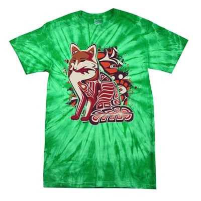 North West Native American Fox Pattern Tie-Dye T-Shirt