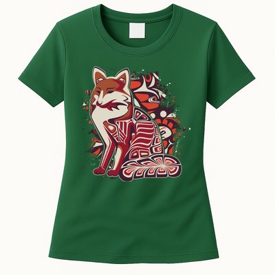 North West Native American Fox Pattern Womens T-Shirt