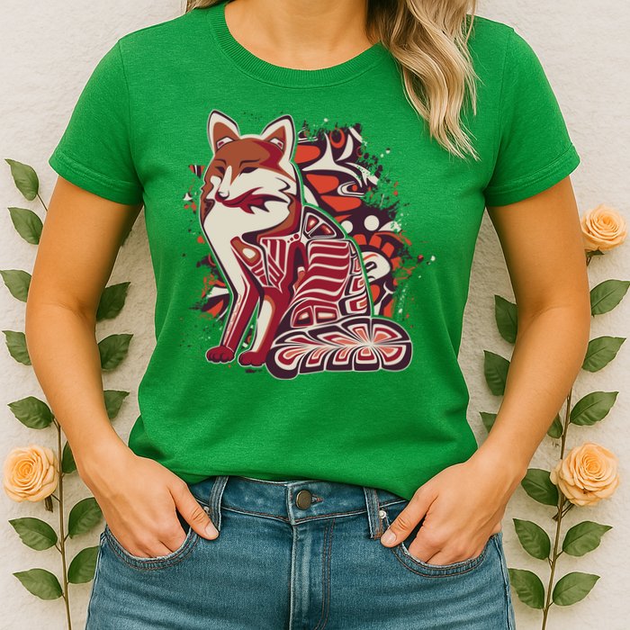 North West Native American Fox Pattern Womens T-Shirt
