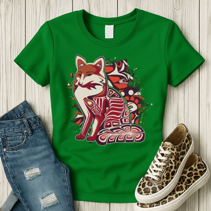 North West Native American Fox Pattern Womens T-Shirt