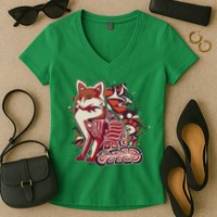 North West Native American Fox Pattern Women's V-Neck T-Shirt